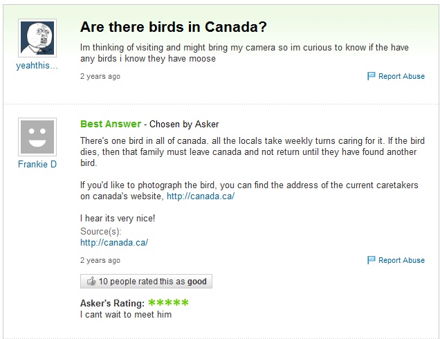 birds in canada