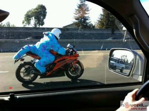 costume on motorcycle